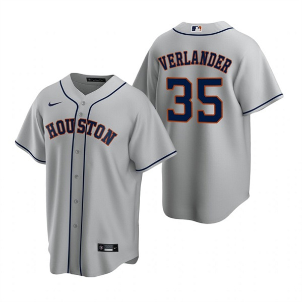 Men's Houston Astros #35 Justin Verlander Gray Cool Base Stitched Jersey